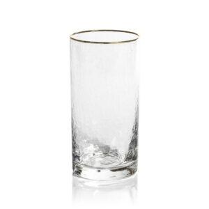Negroni Hammered Glasses - Clear with Gold Rim