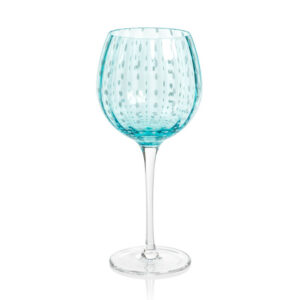 Portofino White Dot Glassware - Aqua Blue